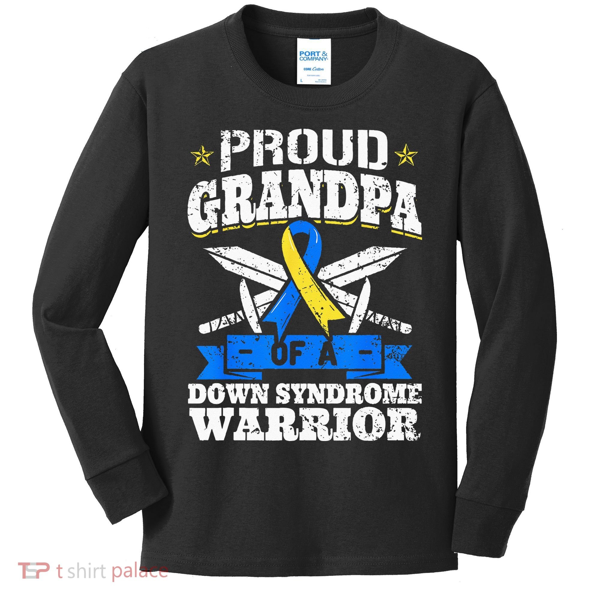 Proud Grandpa Of A Down Syndrome Warrior Downs Granddad Kids Long Sleeve Shirt