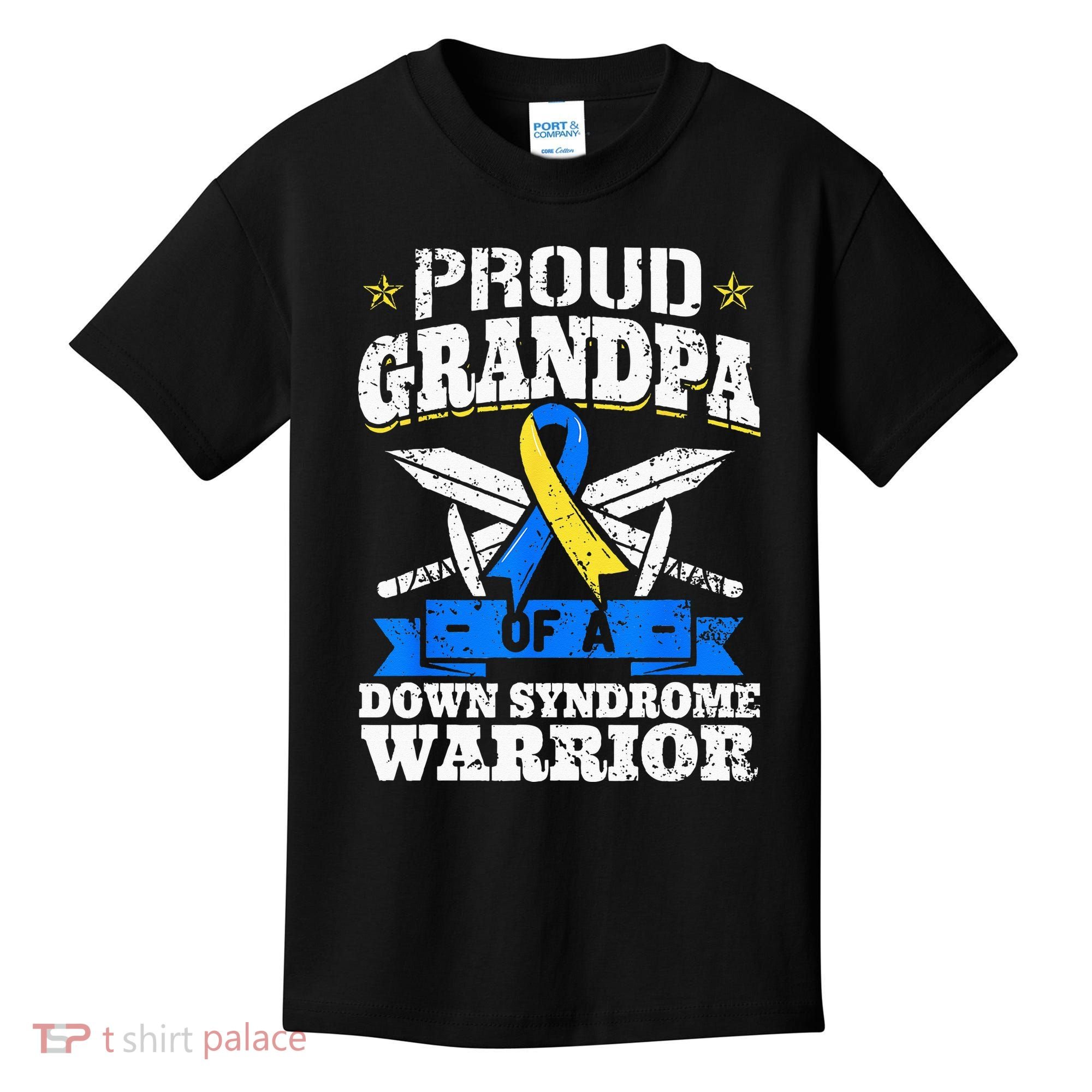 Proud Grandpa Of A Down Syndrome Warrior Downs Granddad Kids T-Shirt