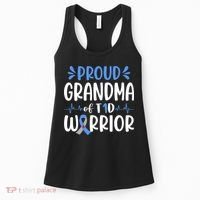 Proud Grandma Of T1D Warrior Diabetes Awareness Blue Ribbon Women's Tank Top thumb 0