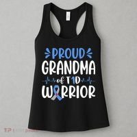 Proud Grandma Of T1D Warrior Diabetes Awareness Blue Ribbon Women's Tank Top thumb 3