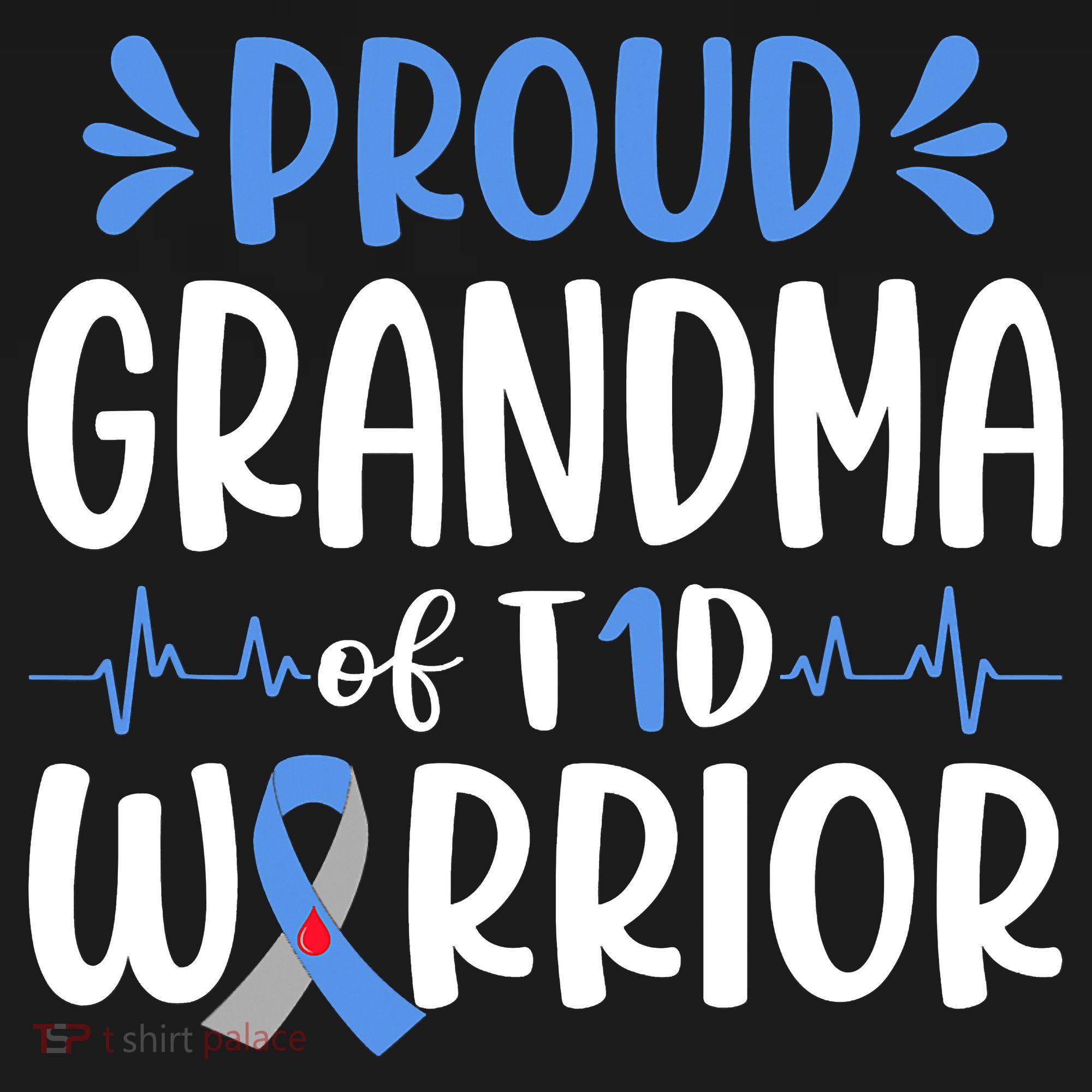 Proud Grandma Of T1D Warrior Diabetes Awareness Blue Ribbon Women's Tank Top