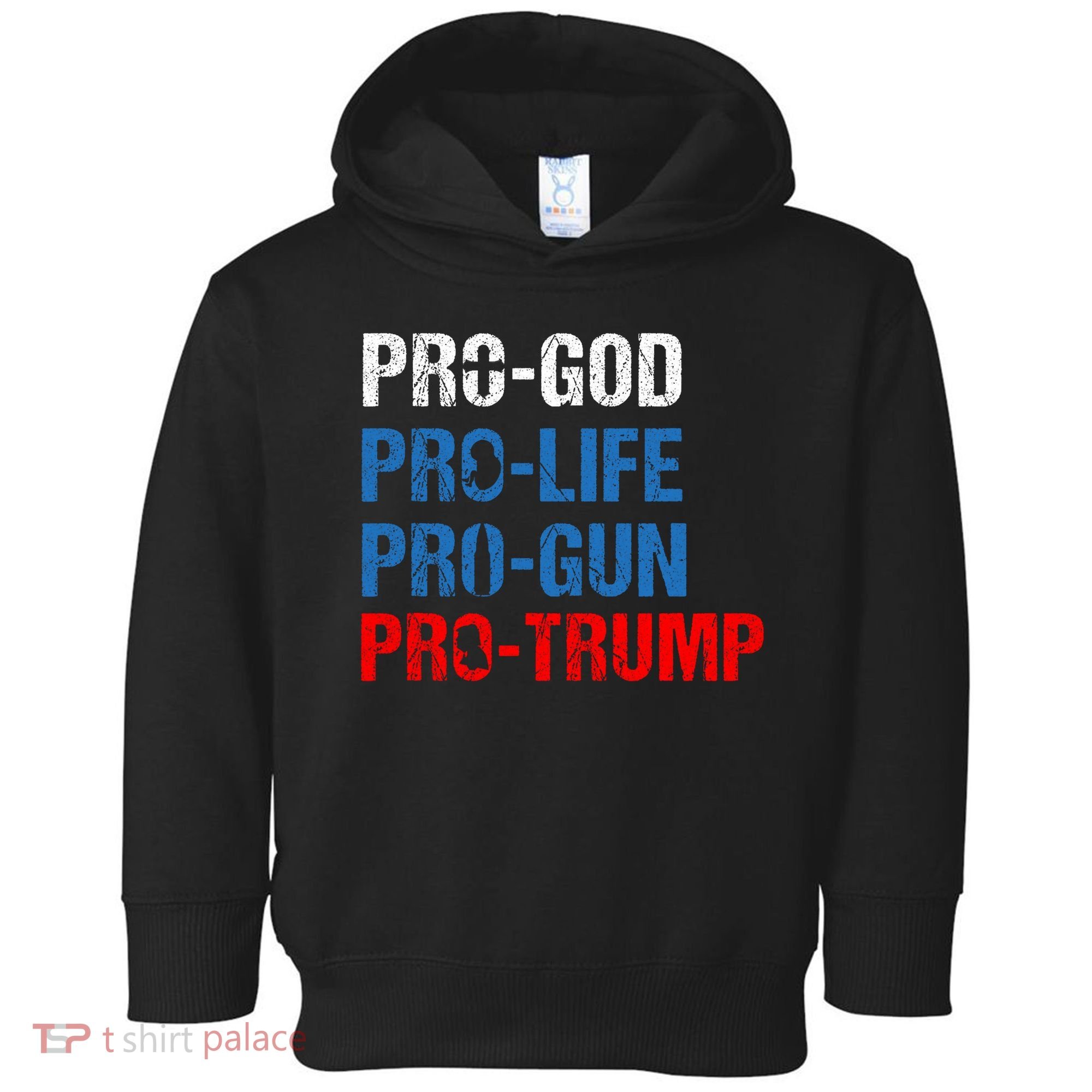 Pro God Pro Life Pro Gun Pro Trump Patriotic Toddler Hoodie