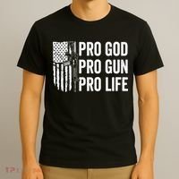 Pro God Pro Gun Pro Life USA Christian Guns Owner Flag T-Shirt thumb 3