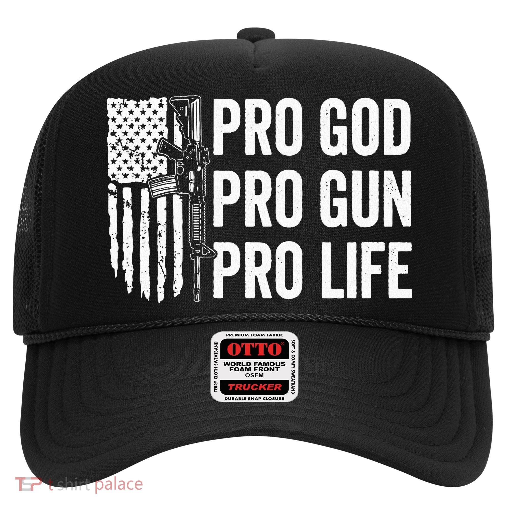 Pro God Pro Gun Pro Life USA Christian Guns Owner Flag Hat