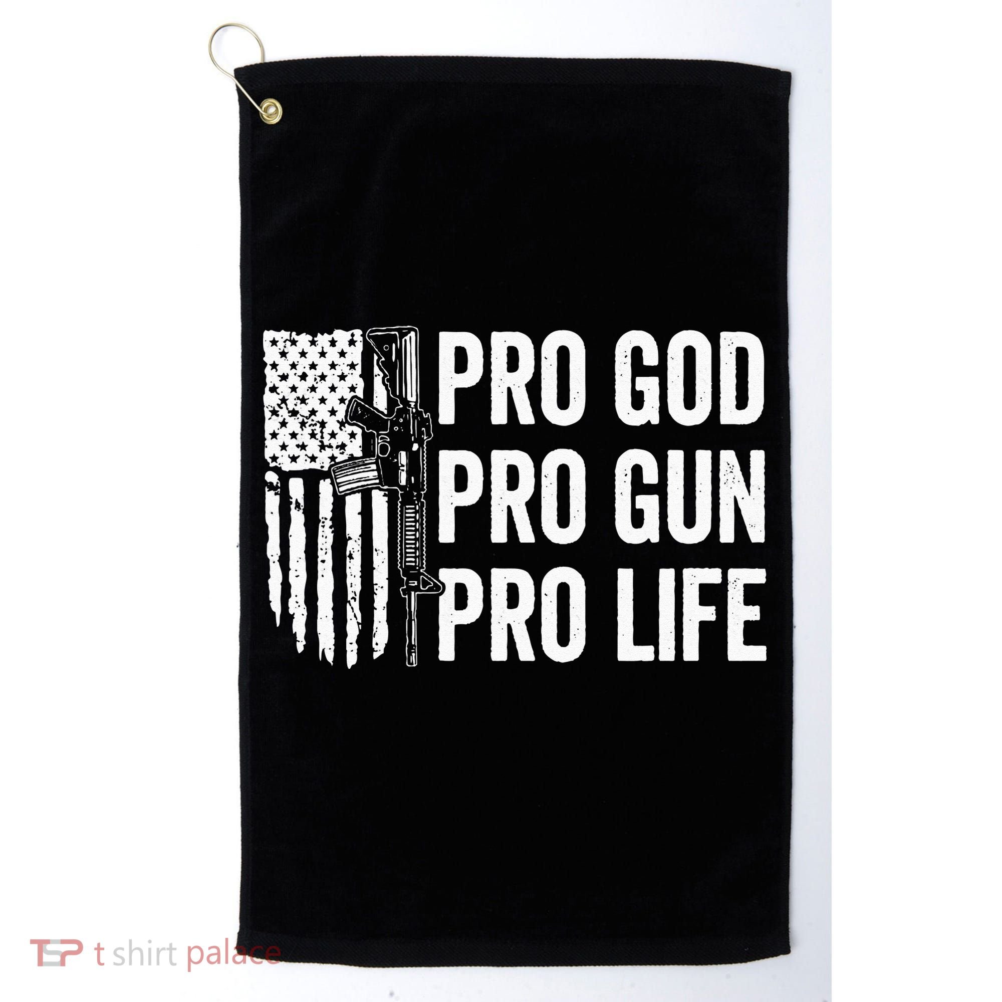 Pro God Pro Gun Pro Life USA Christian Guns Owner Flag Golf Towel