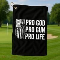 Pro God Pro Gun Pro Life USA Christian Guns Owner Flag Golf Towel thumb 1