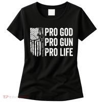 Pro God Pro Gun Pro Life USA Christian Guns Owner Flag Women's T-Shirt thumb 0