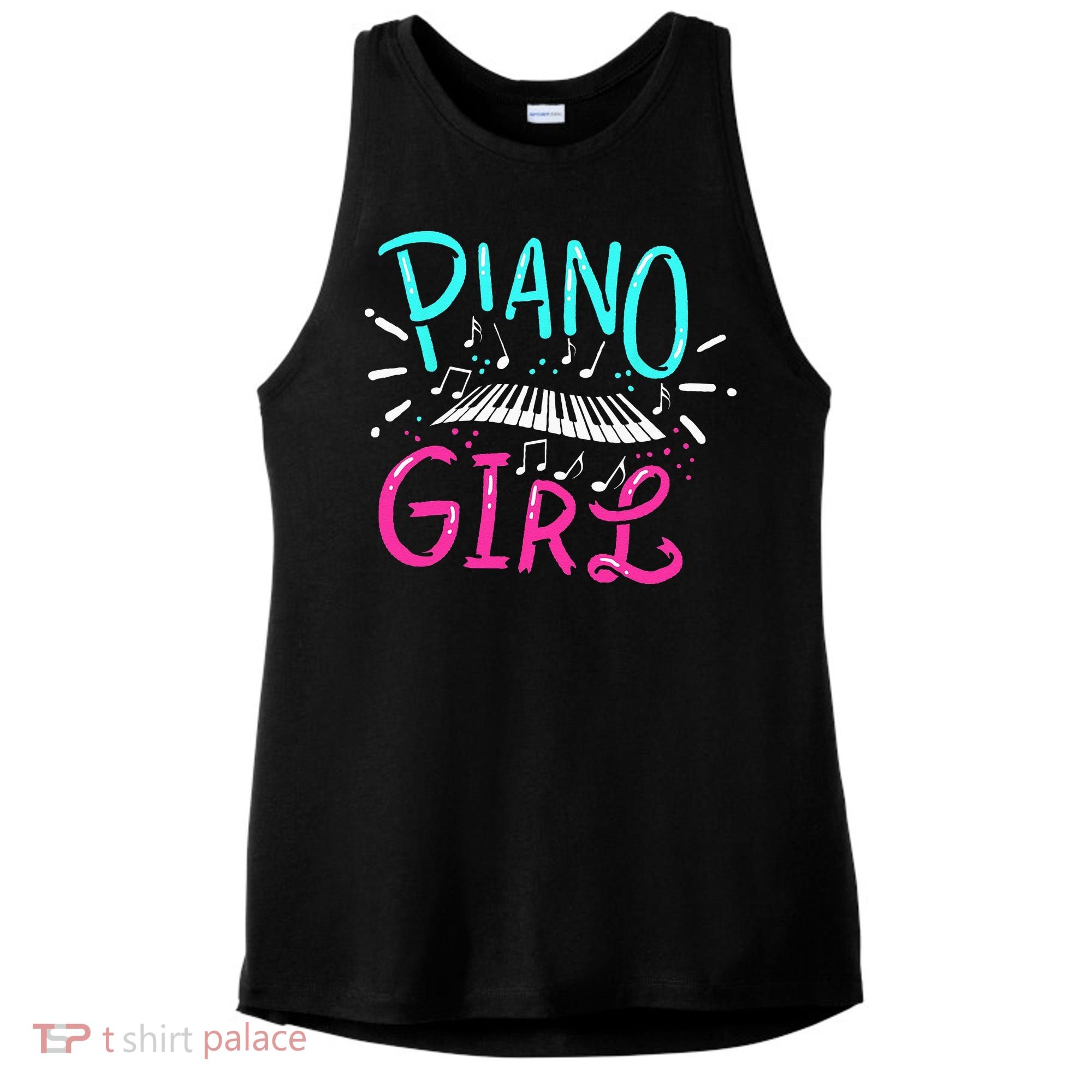 Piano Girl Pianist Music Notes Gift Ladies PosiCharge Tri-Blend Wicking Tank