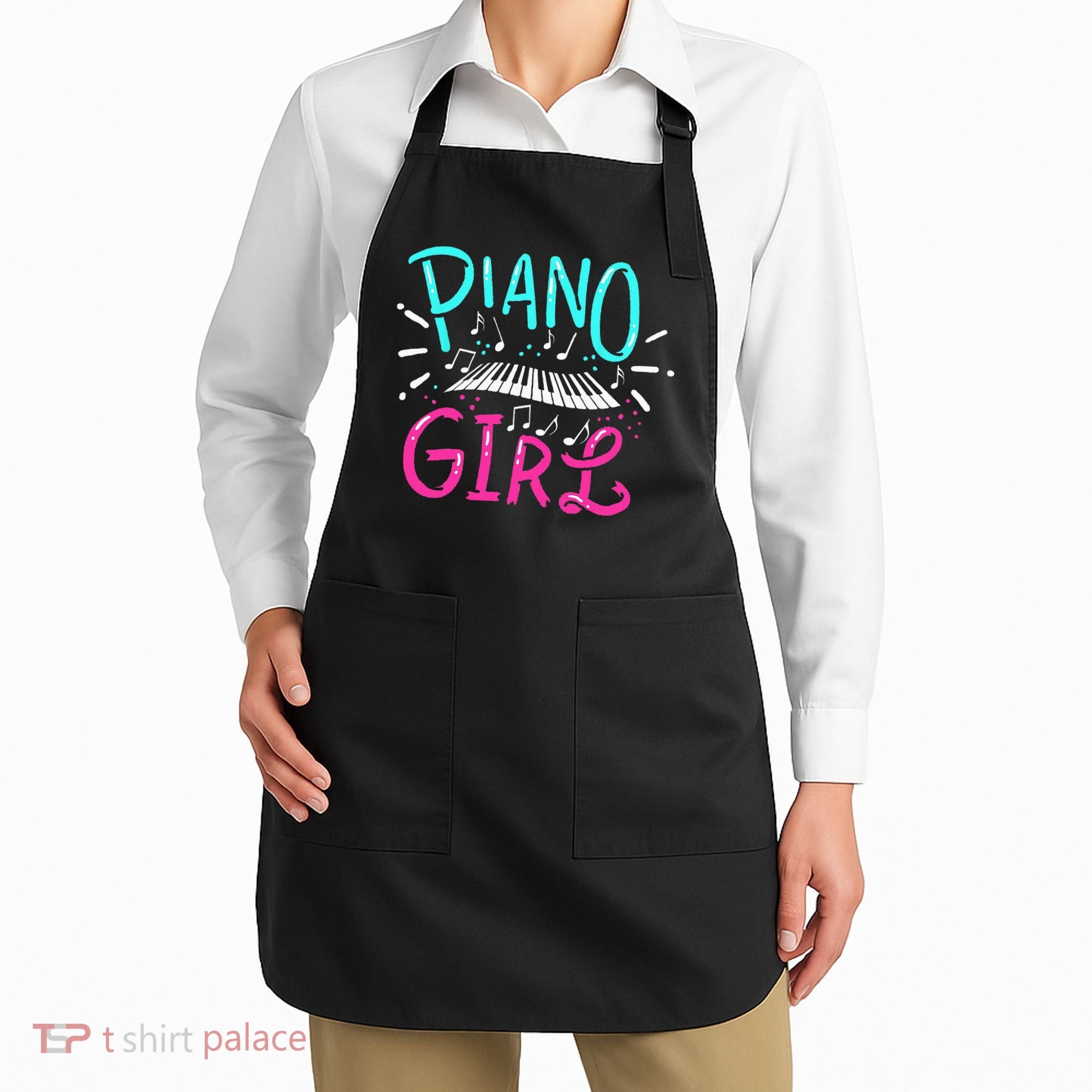 Piano Girl Pianist Music Notes Gift Apron