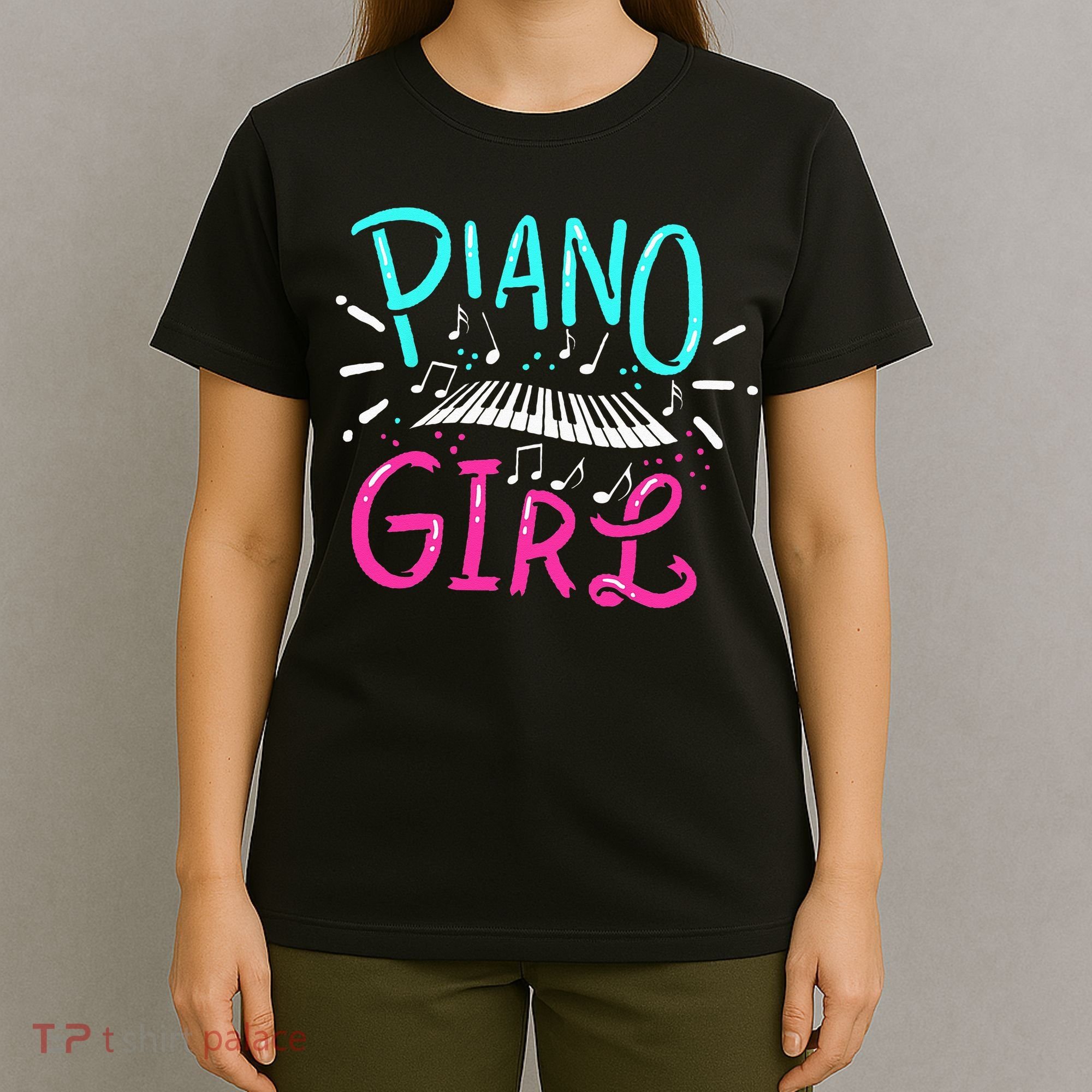 Piano Girl Pianist Music Notes Gift T-Shirt