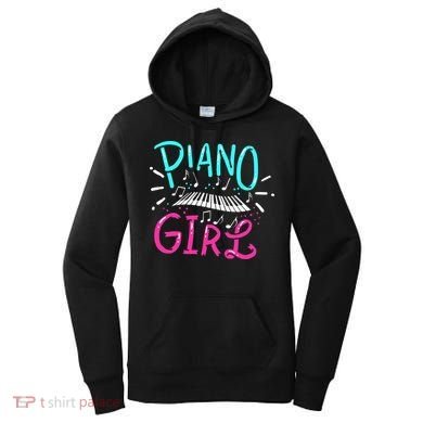 Piano Girl Pianist Music Notes Gift Women's Hoodie