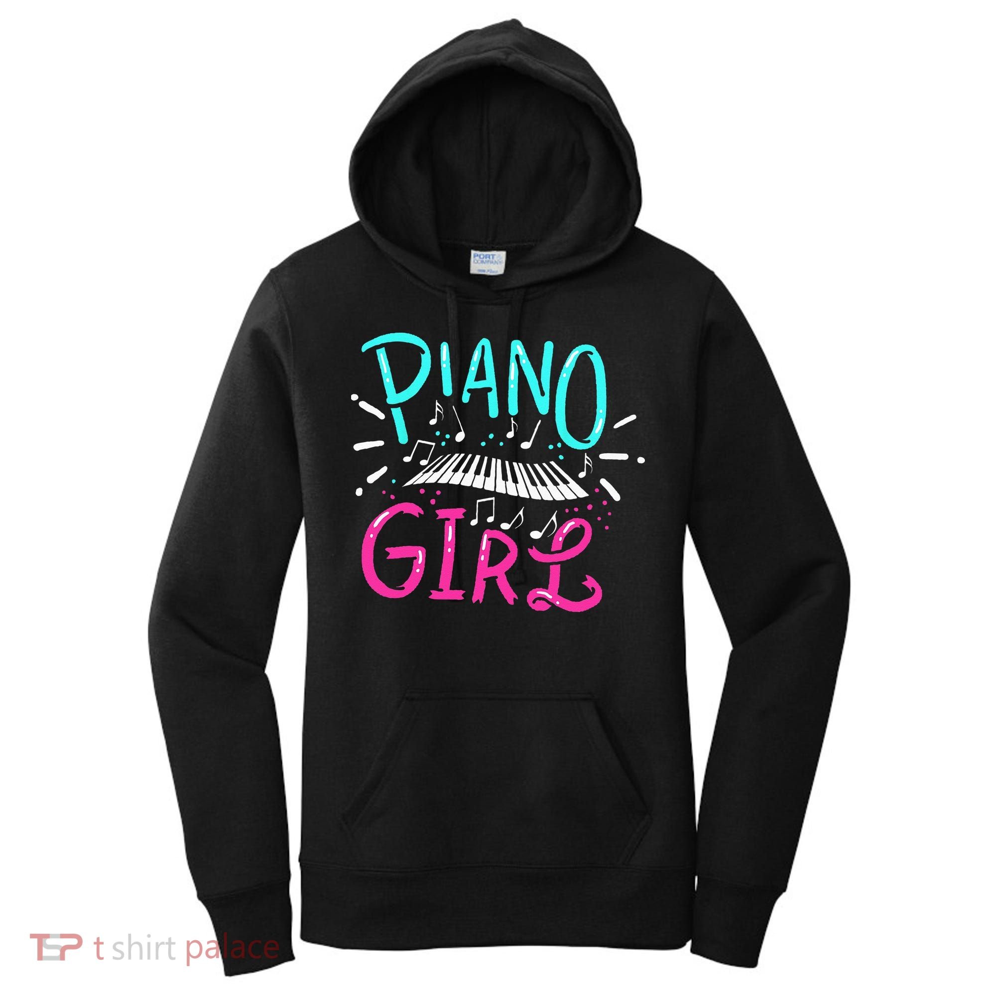 Piano Girl Pianist Music Notes Gift Women's Hoodie