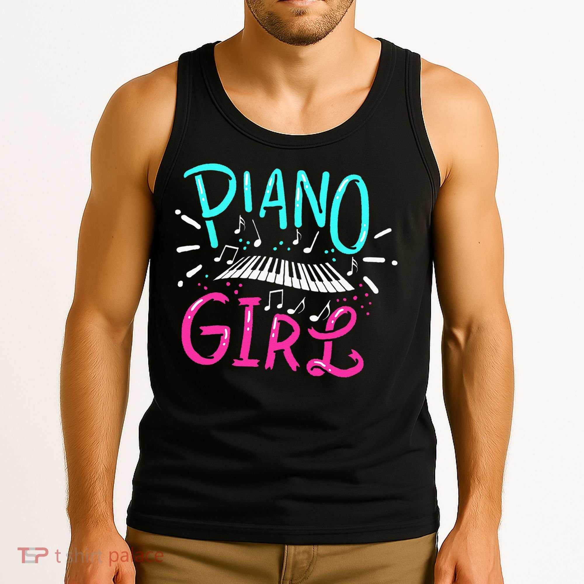 Piano Girl Pianist Music Notes Gift Tank Top