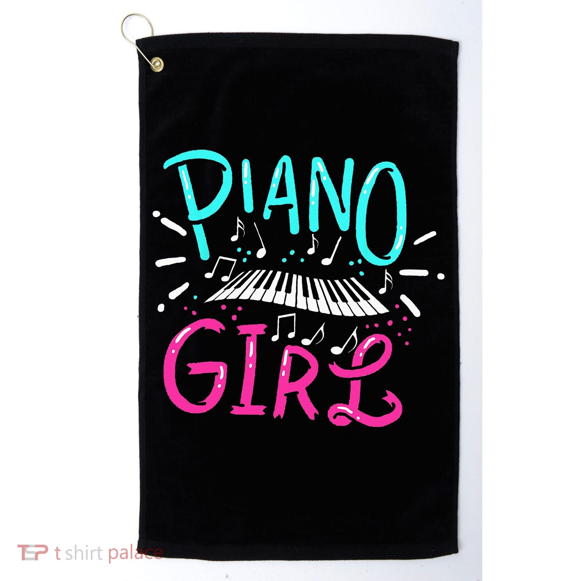 Piano Girl Pianist Music Notes Gift Golf Towel