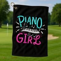 Piano Girl Pianist Music Notes Gift Golf Towel thumb 1