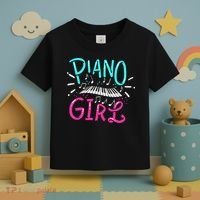 Piano Girl Pianist Music Notes Gift Toddler T-Shirt thumb 3
