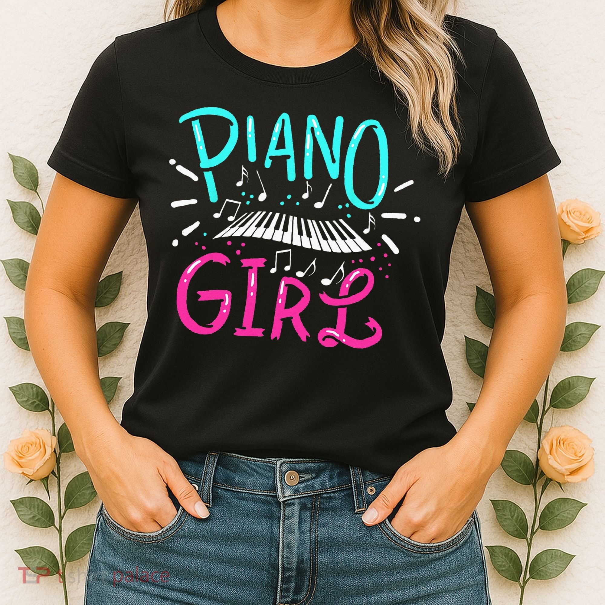Piano Girl Pianist Music Notes Gift Women's T-Shirt