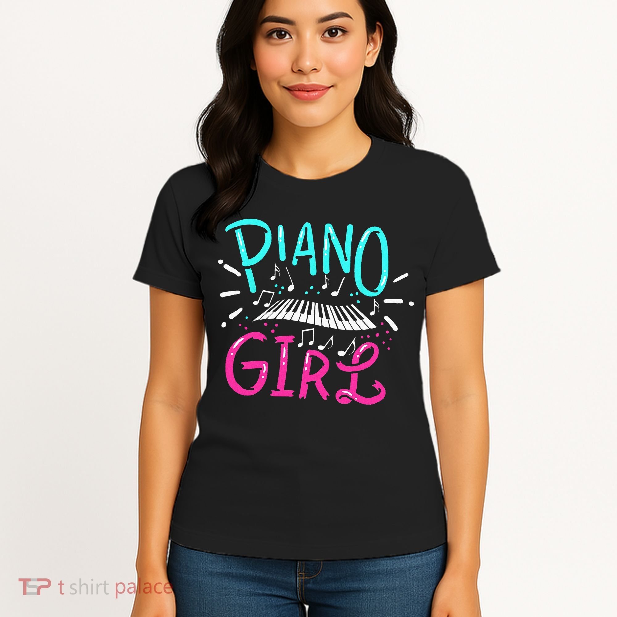 Piano Girl Pianist Music Notes Gift Women's T-Shirt