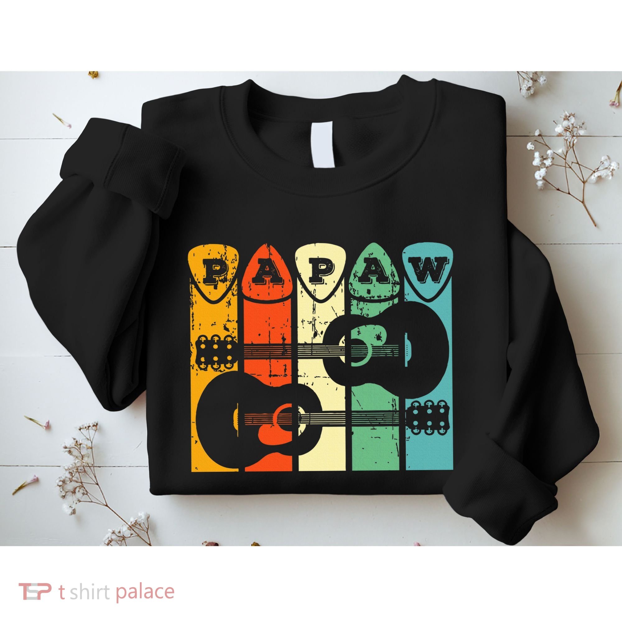 Papaw Guitar Pick Gift Guitar Player Grandpa Retro Guitarist Sweatshirt