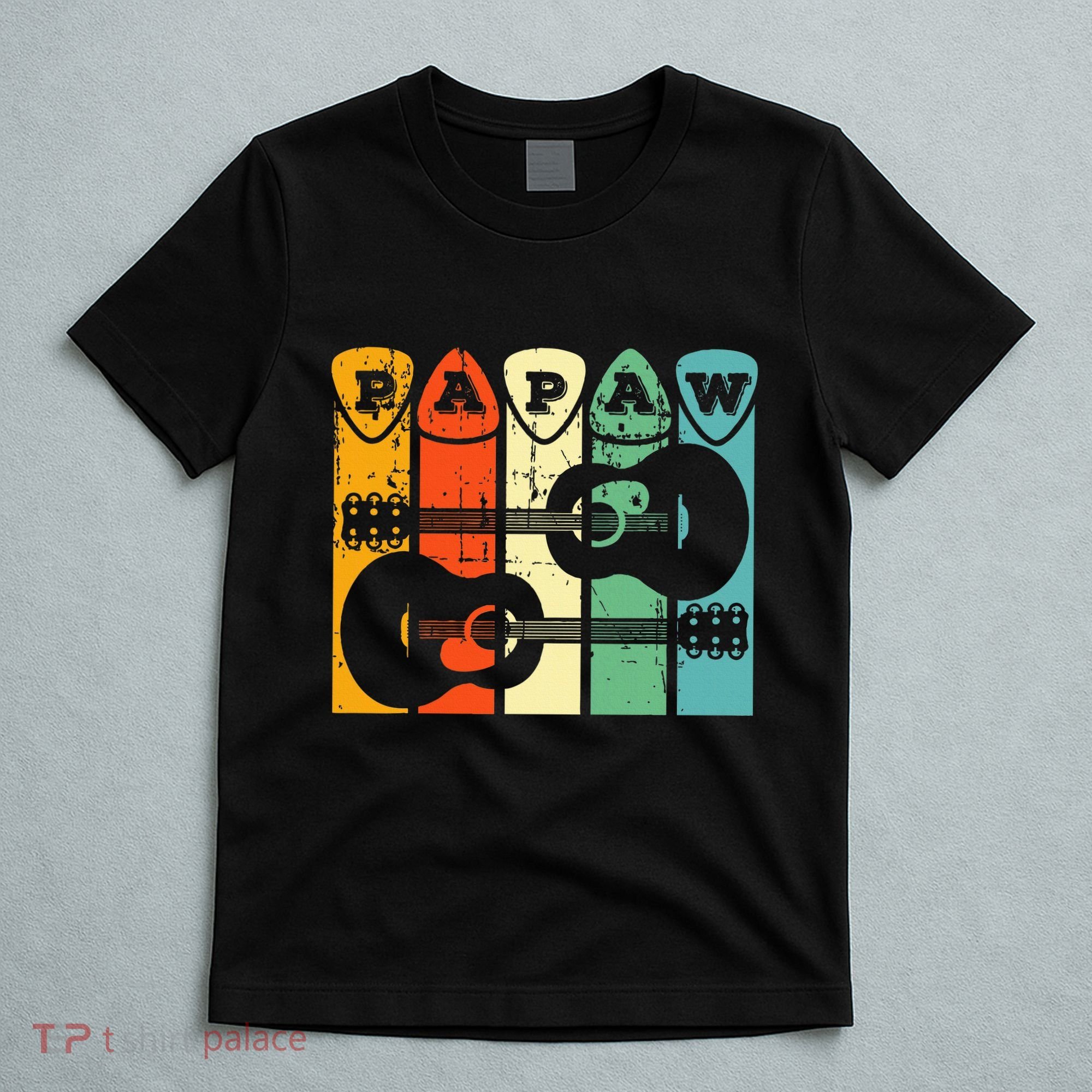 Papaw Guitar Pick Gift Guitar Player Grandpa Retro Guitarist T-Shirt
