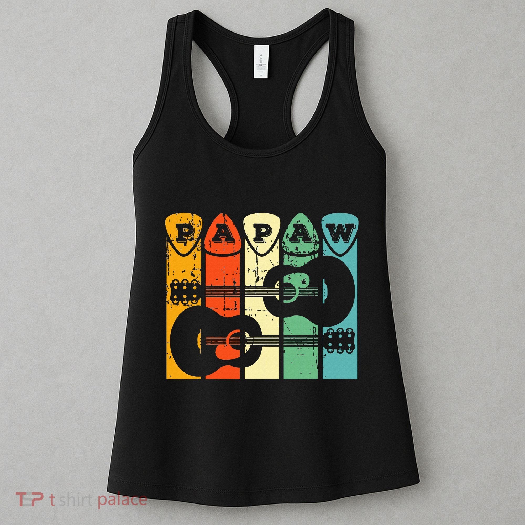 Papaw Guitar Pick Gift Guitar Player Grandpa Retro Guitarist Women's Tank Top