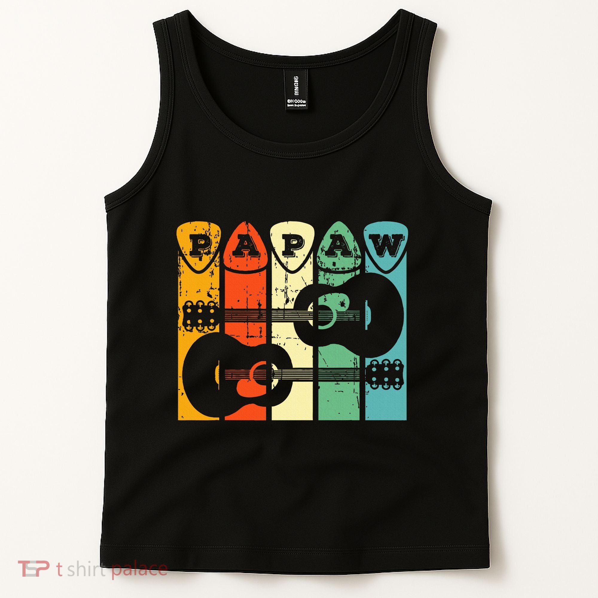 Papaw Guitar Pick Gift Guitar Player Grandpa Retro Guitarist Tank Top