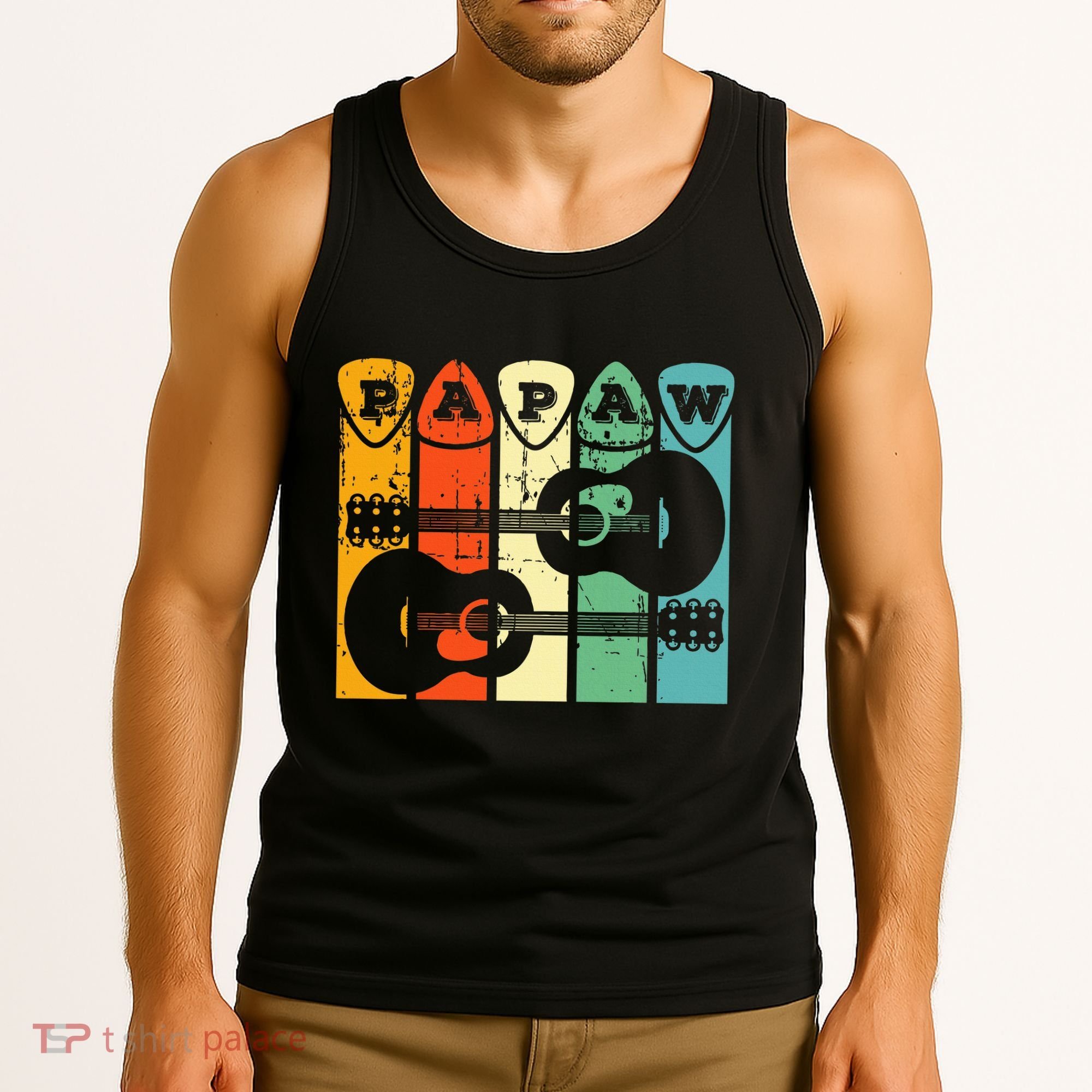 Papaw Guitar Pick Gift Guitar Player Grandpa Retro Guitarist Tank Top