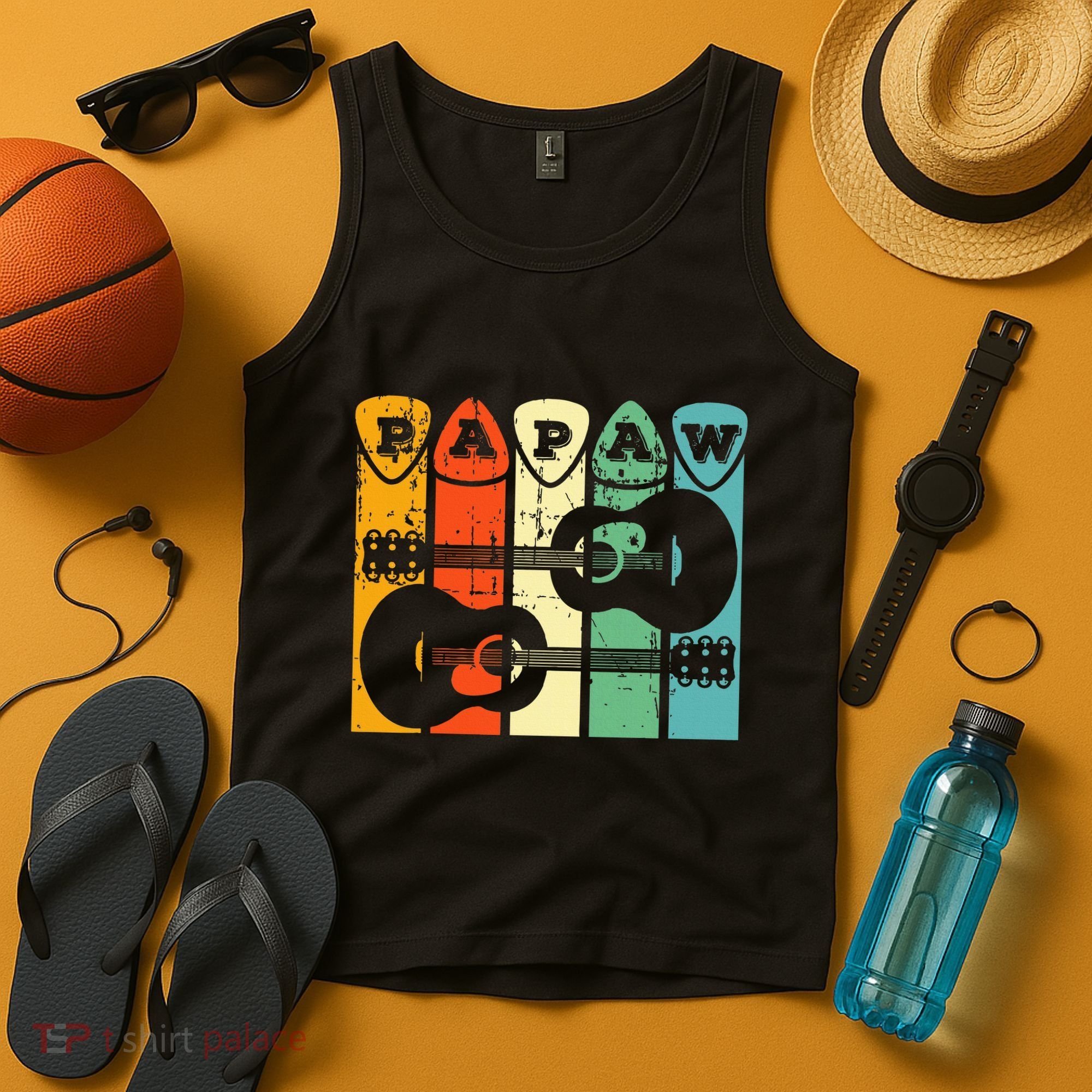 Papaw Guitar Pick Gift Guitar Player Grandpa Retro Guitarist Tank Top