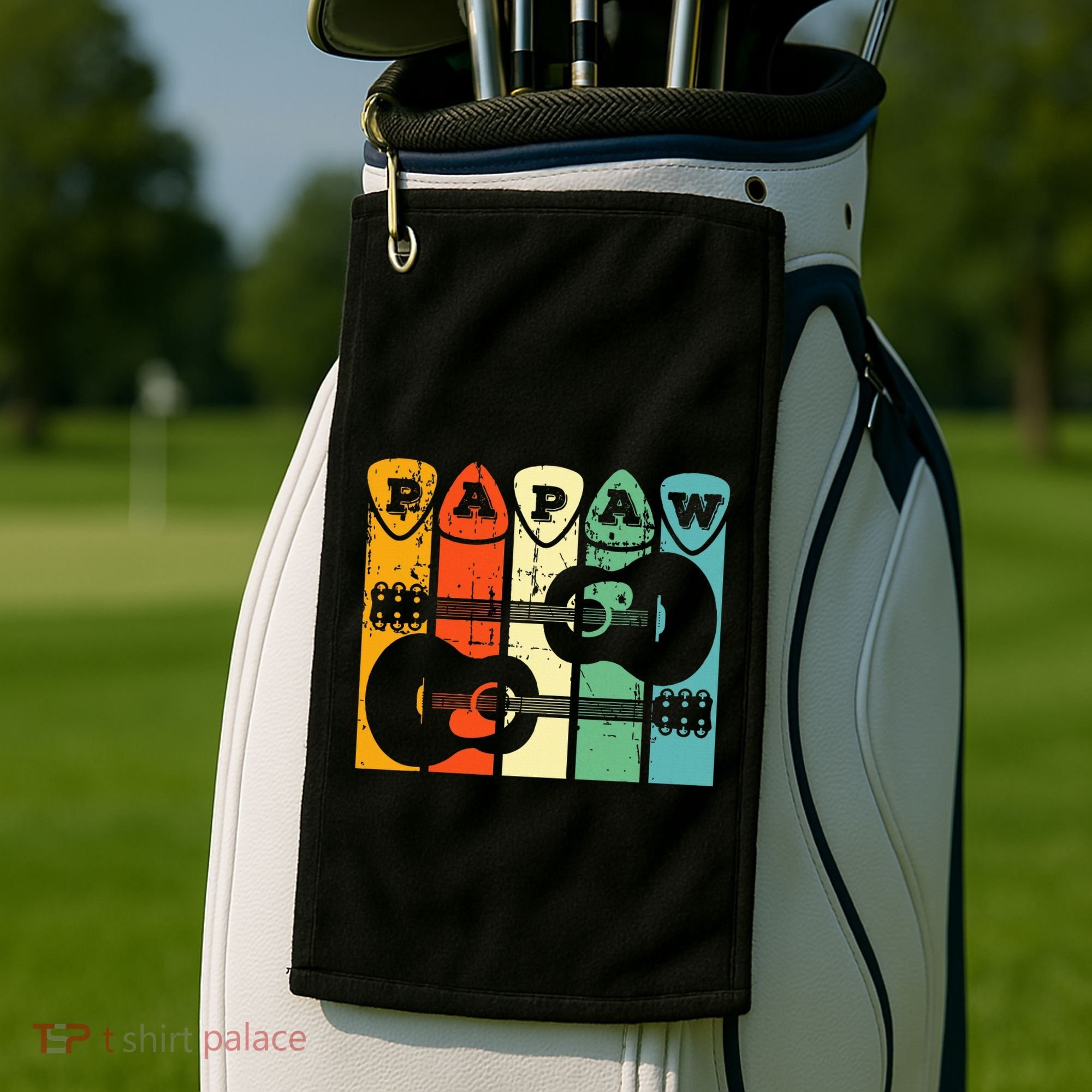 Papaw Guitar Pick Gift Guitar Player Grandpa Retro Guitarist Golf Towel