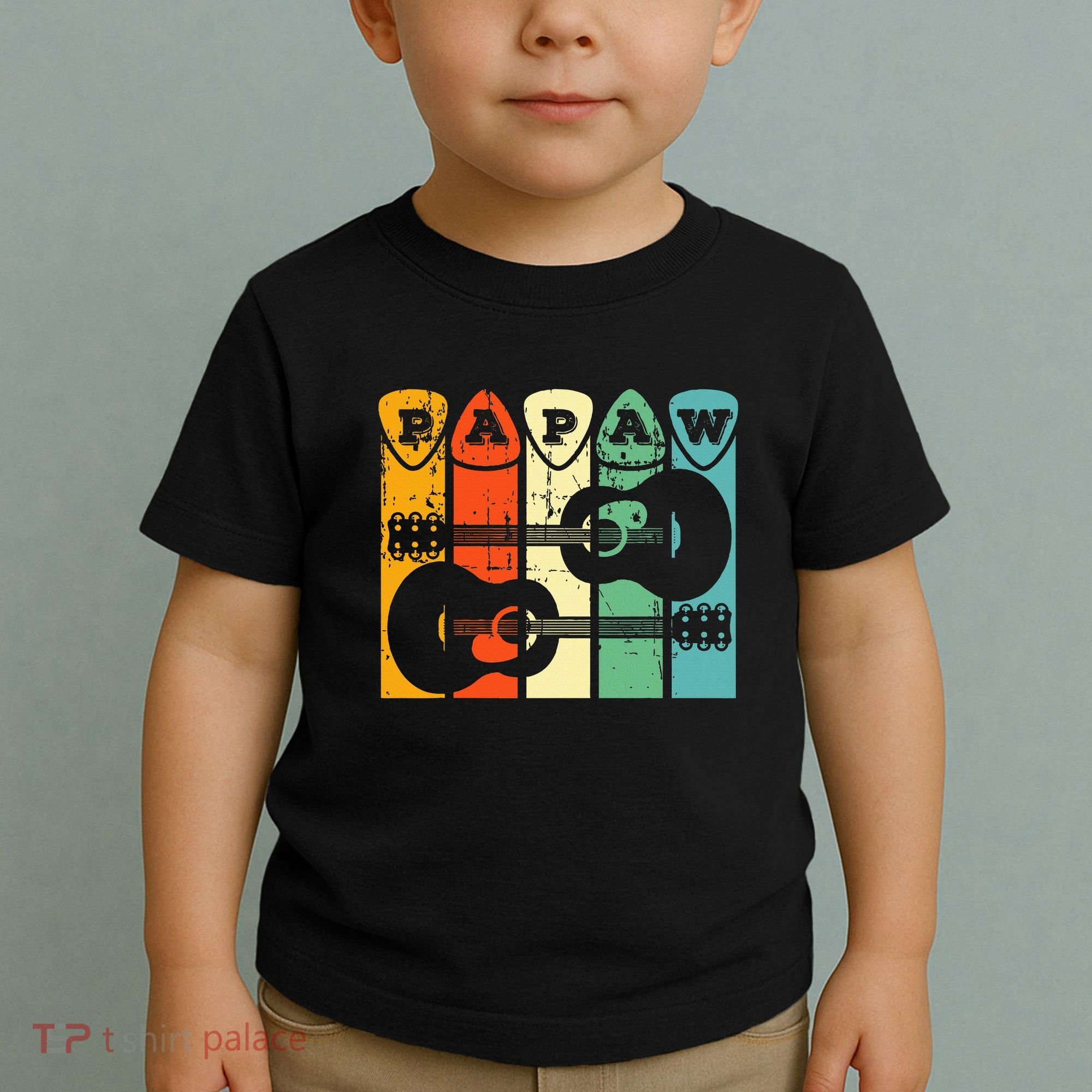 Papaw Guitar Pick Gift Guitar Player Grandpa Retro Guitarist Toddler T-Shirt
