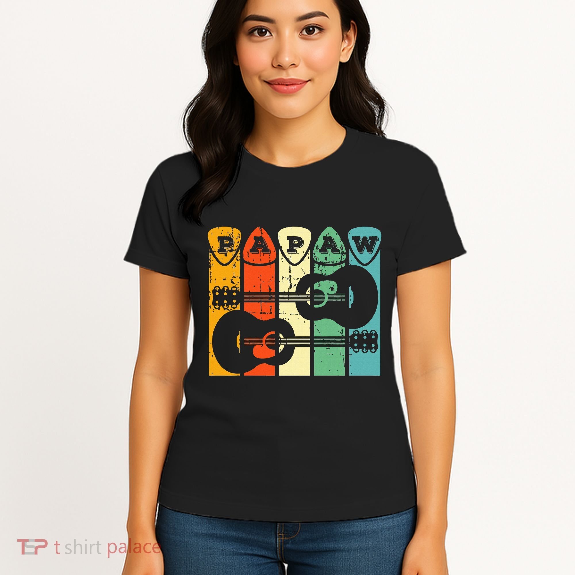 Papaw Guitar Pick Gift Guitar Player Grandpa Retro Guitarist Women's T-Shirt