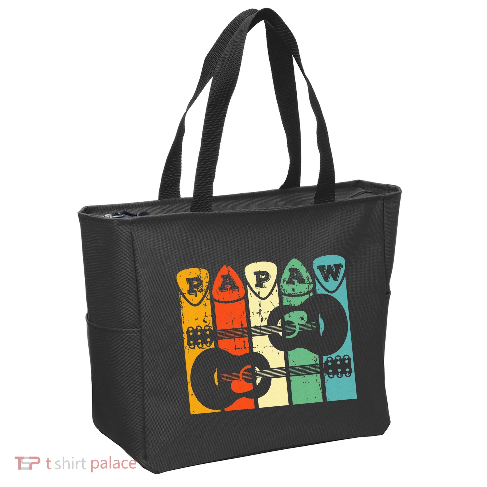 Papaw Guitar Pick Gift Guitar Player Grandpa Retro Guitarist Tote Bag
