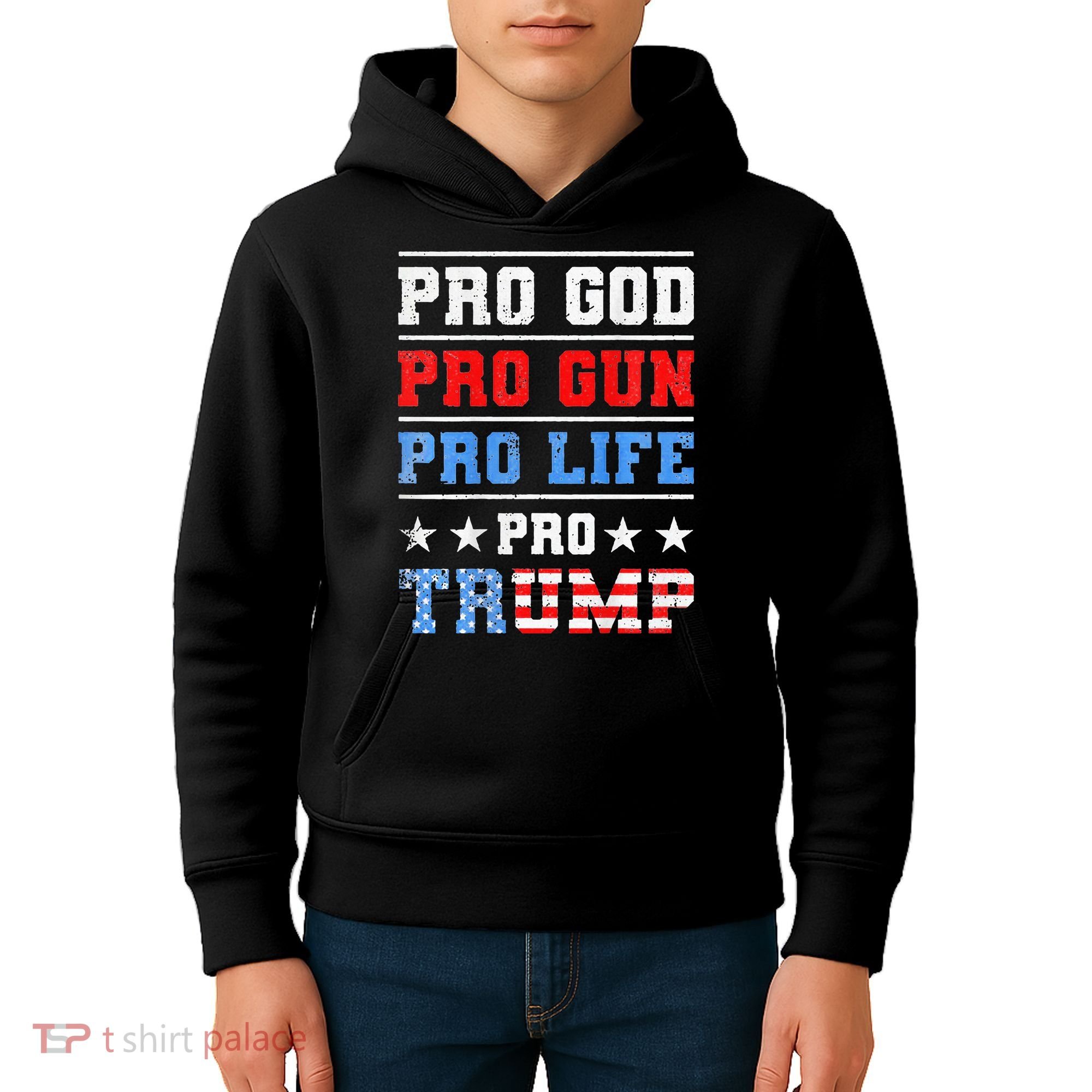 Pro God Pro Gun Pro Life Pro Trump Kids Hoodie