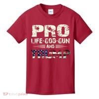 Pro God Pro Gun Pro Life Pro Trump Kids T-Shirt thumb 0