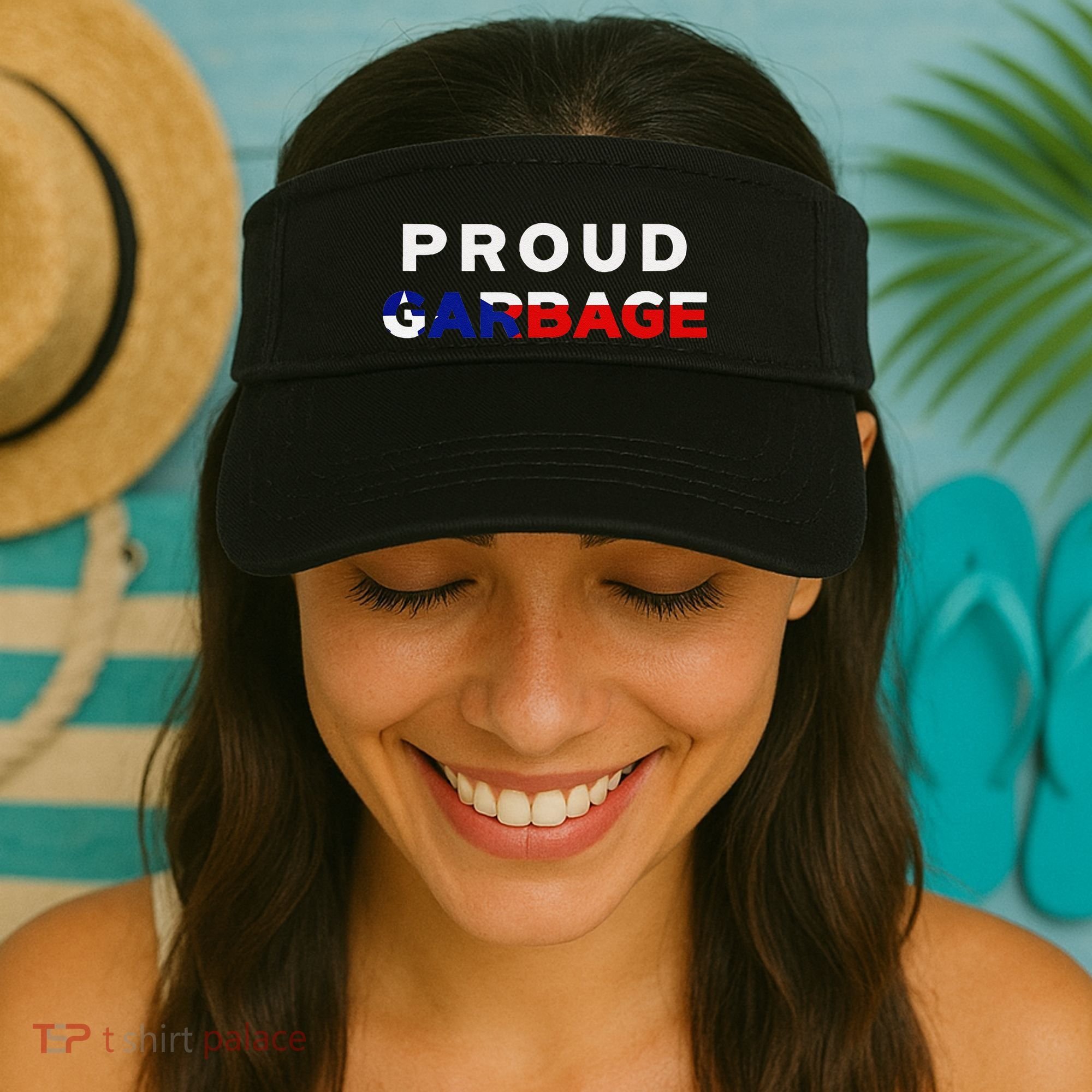 Proud Garbage Peurto Rico Flag Boricua Visor