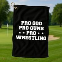 Pro God Pro Guns Pro Wrestling Golf Towel thumb 1