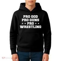 Pro God Pro Guns Pro Wrestling Kids Hoodie thumb 4