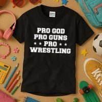 Pro God Pro Guns Pro Wrestling Kids T-Shirt thumb 3