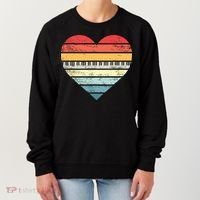 Pianist Gifts Retro Sunset Piano Keyboard Player Teacher Women's Sweatshirt thumb 0