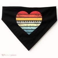 Pianist Gifts Retro Sunset Piano Keyboard Player Teacher USA-Made Doggie Bandana thumb 0