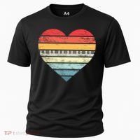 Pianist Gifts Retro Sunset Piano Keyboard Player Teacher Cooling Performance Crew T-Shirt thumb 0