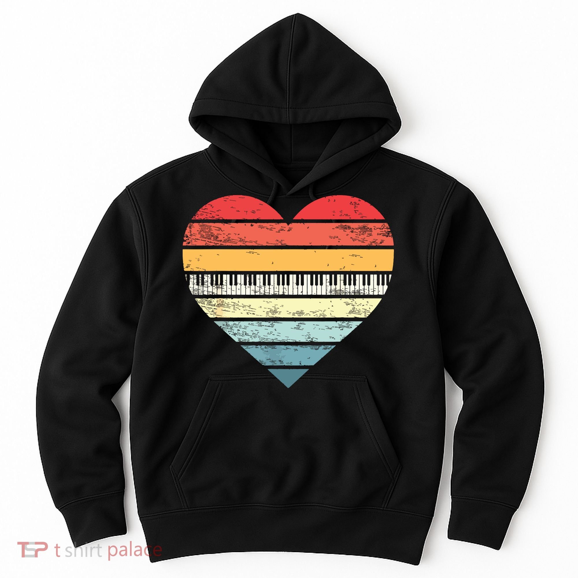 Pianist Gifts Retro Sunset Piano Keyboard Player Teacher Hoodie