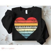 Pianist Gifts Retro Sunset Piano Keyboard Player Teacher Sweatshirt thumb 2
