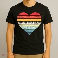 Pianist Gifts Retro Sunset Piano Keyboard Player Teacher T-Shirt thumb 3