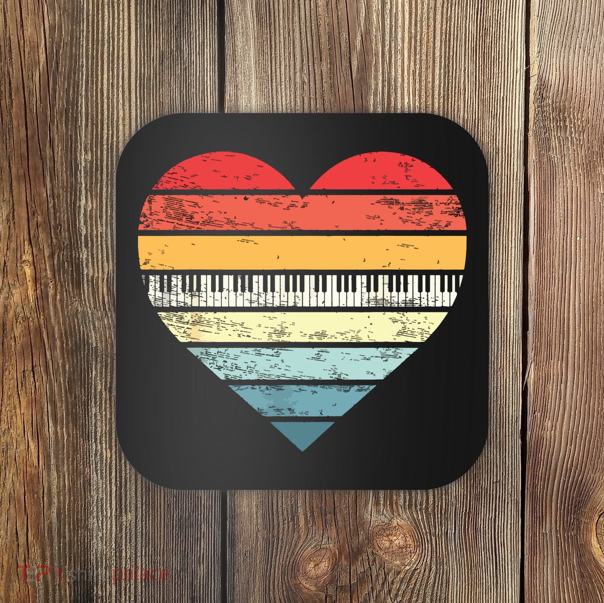 Pianist Gifts Retro Sunset Piano Keyboard Player Teacher Coaster