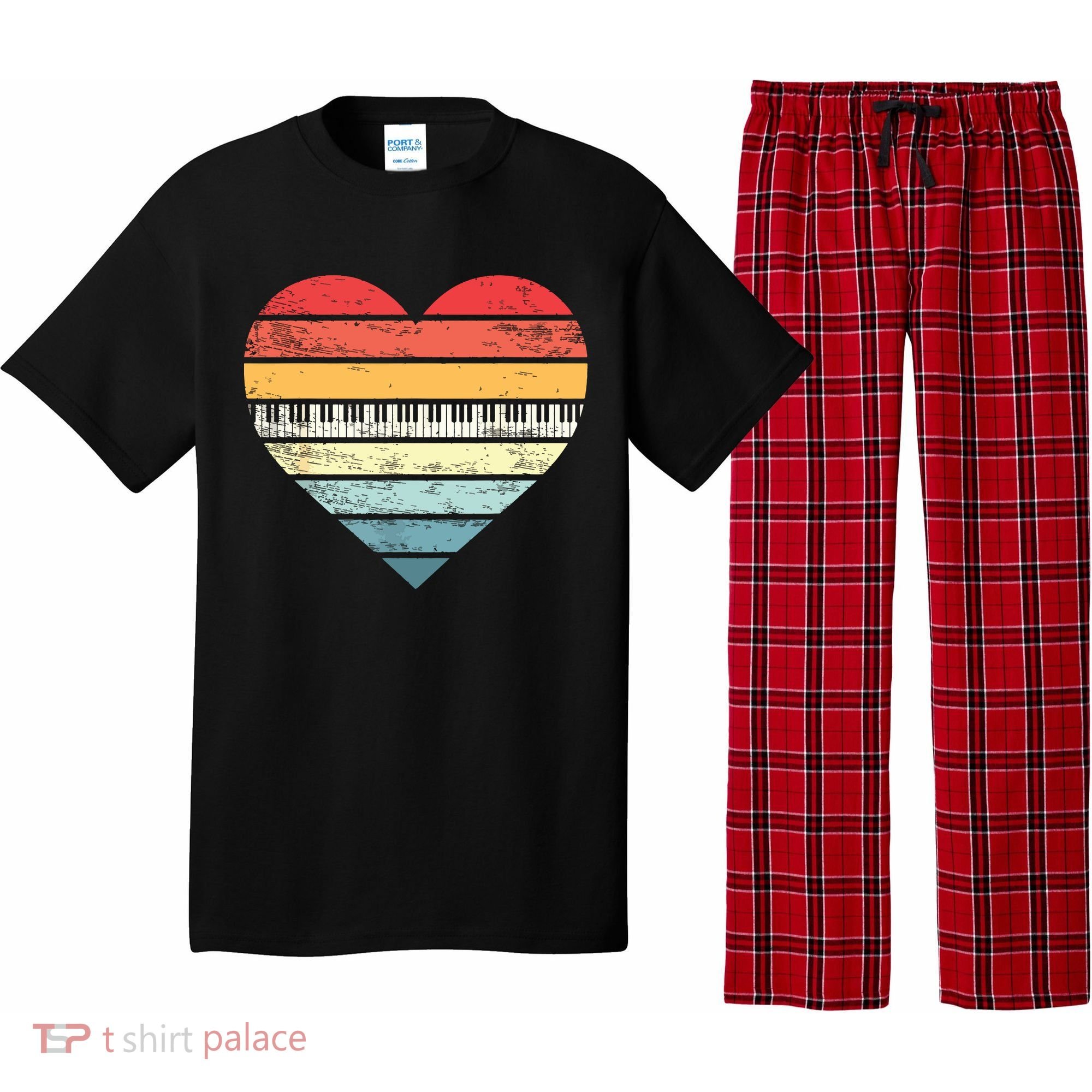 Pianist Gifts Retro Sunset Piano Keyboard Player Teacher Pajama Set