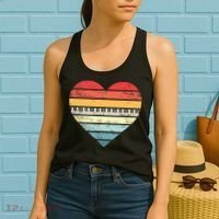 Pianist Gifts Retro Sunset Piano Keyboard Player Teacher Women's Tank Top thumb 2