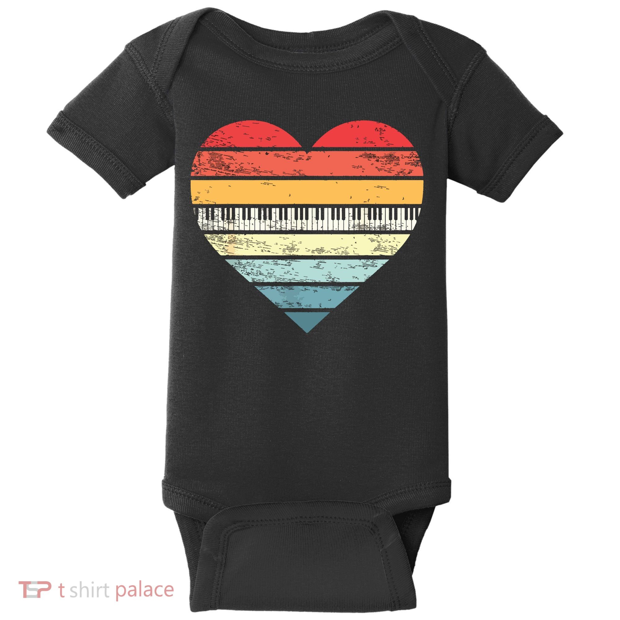 Pianist Gifts Retro Sunset Piano Keyboard Player Teacher Baby Bodysuit