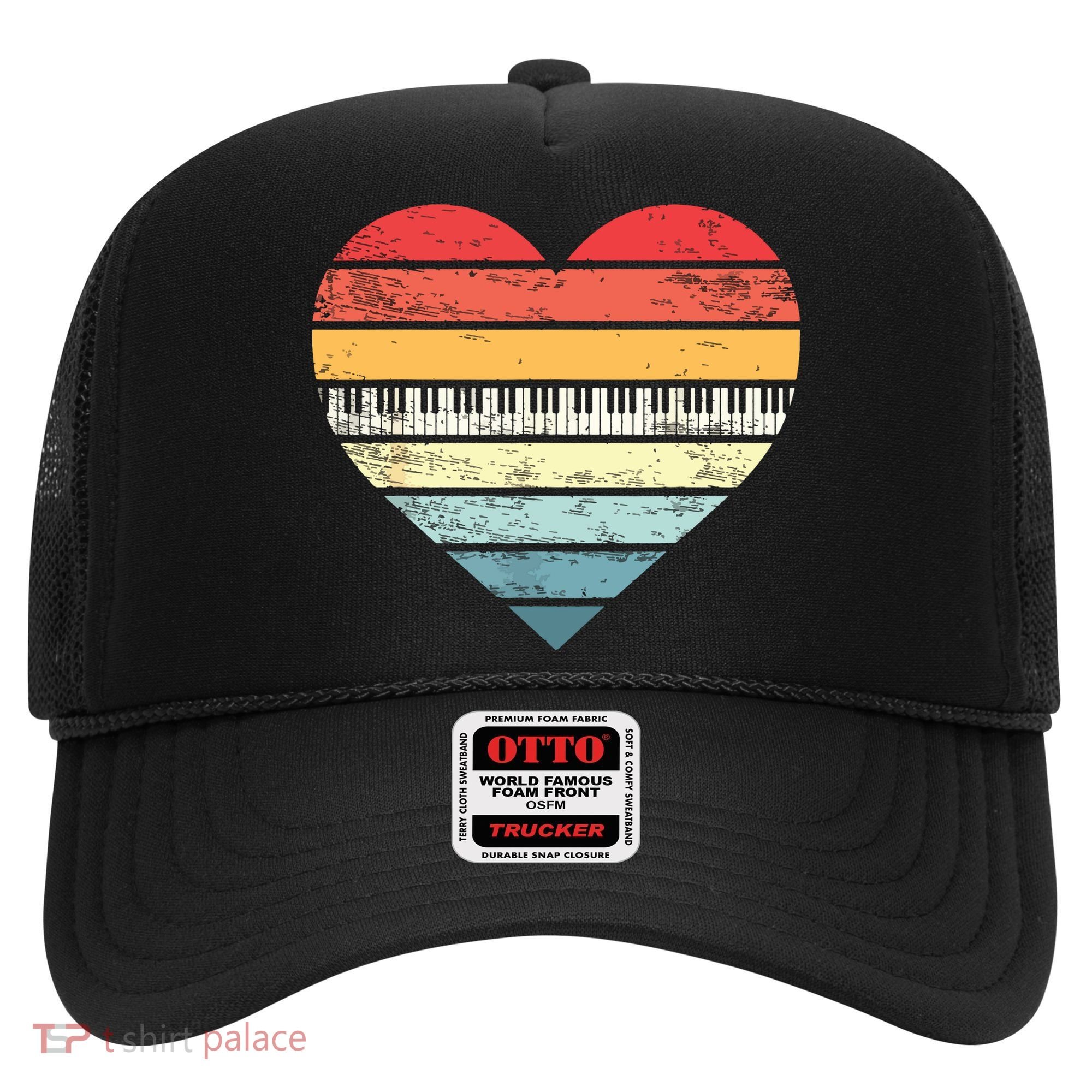 Pianist Gifts Retro Sunset Piano Keyboard Player Teacher Hat