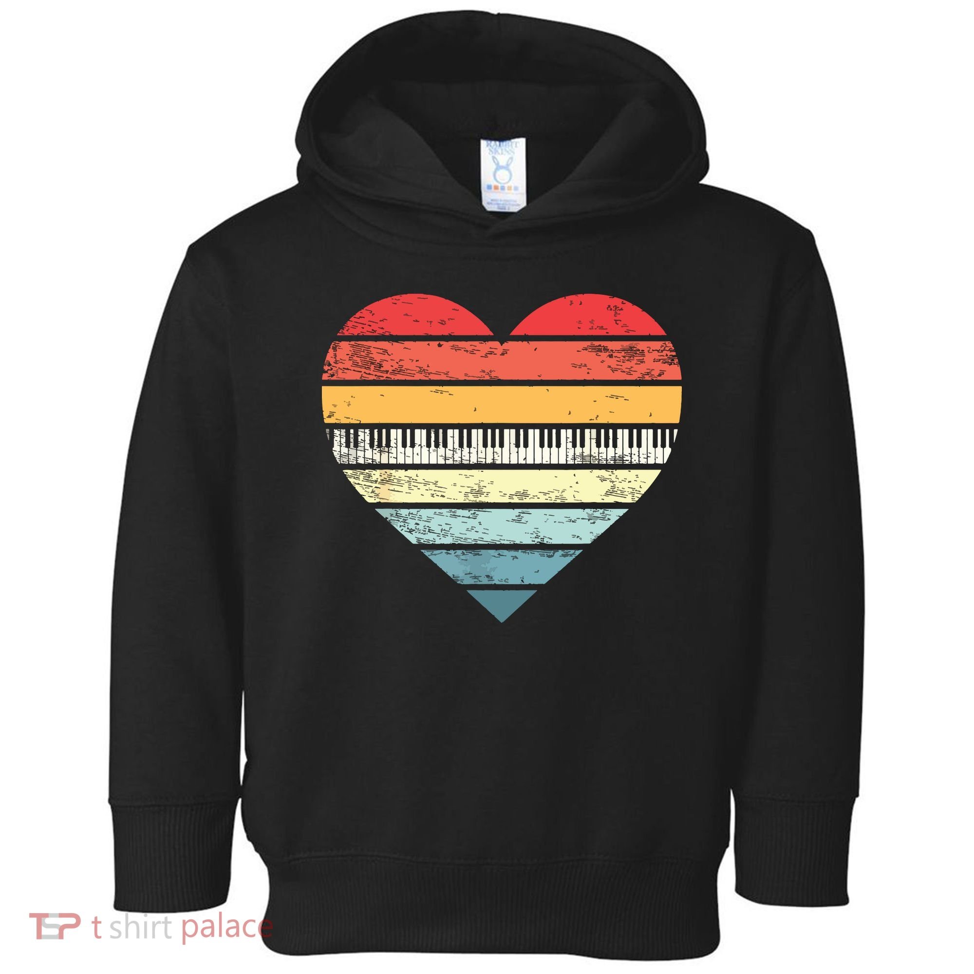 Pianist Gifts Retro Sunset Piano Keyboard Player Teacher Toddler Hoodie